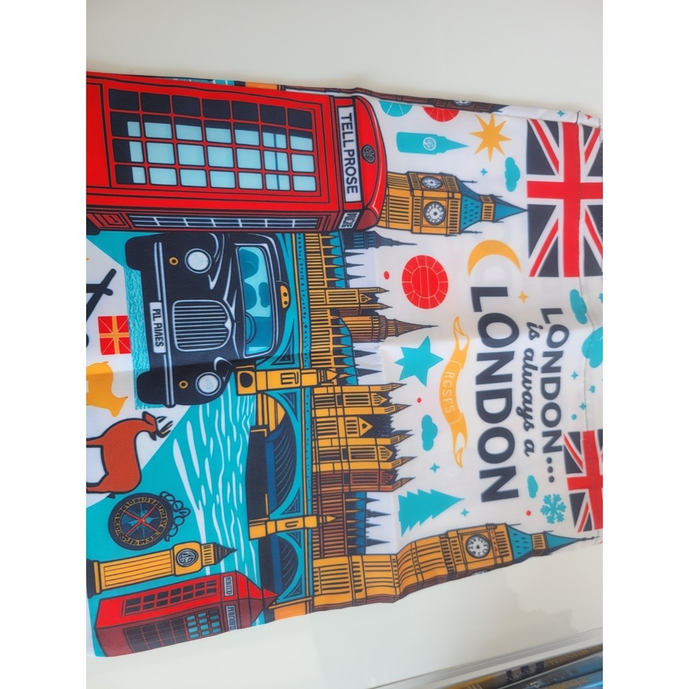 London Theme Tote Bag with Big Ben, Tower Bridge, Red‎ Telephone Booth, British. - Picture 5 of 10
